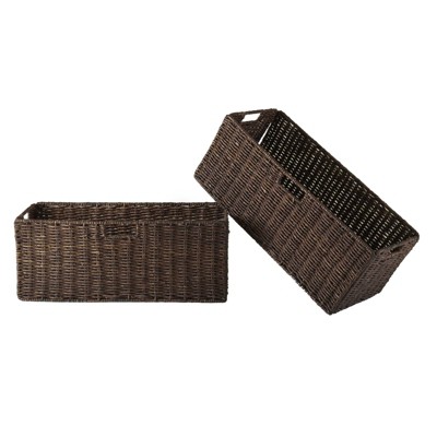 2pc Granville Foldable Large Corn Husk Baskets Chocolate - Winsome