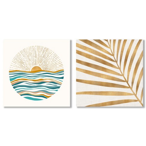 Americanflat Botanical Coastal (set Of 2) Canvas Wall Art Set