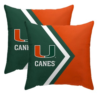 NCAA Miami Hurricanes Side Arrow Poly Span Throw Pillow - 2pk