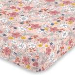 NoJo Super Soft Fitted Mini Crib Sheet - Happy Pink and White Floral