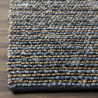 Cape Cod Blue Hand Woven Jute Square Area Rug