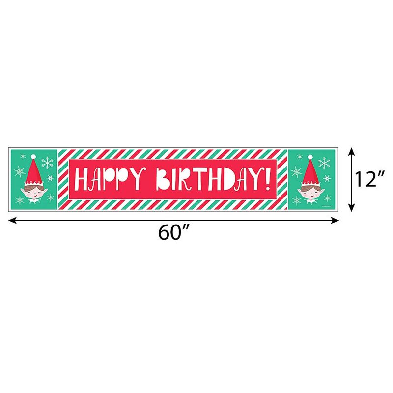 Big Dot of Happiness Elf Squad - Kids Elf Christmas and Happy Birthday Decorations Party Banner, 2 of 8