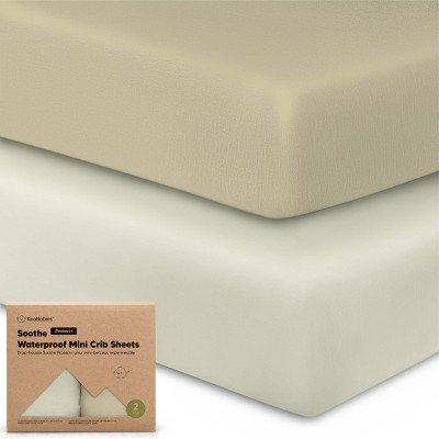 KeaBabies 2pk Soothe Waterproof Fitted Mini Crib Sheets for Girl, Boy, 100% Organic Soft Cotton Pack and Play Sheets
