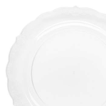 Smarty Had A Party 10" Clear Vintage Round Disposable Plastic Dinner Plates (120 Plates)