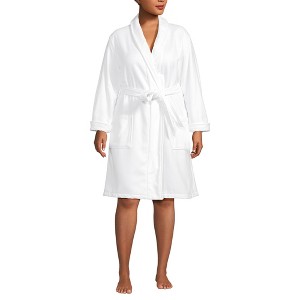 Lands' End Women's Cotton Terry Knee Length Spa Bath Robe - 1 of 3