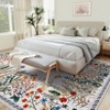 Boho Floral Rugs for Living Room Decor Flower Area Rug Washable Farmhouse Floor Carpet Non Slip Botanical Accent Rug for Nursery Bedroom - 3 of 4