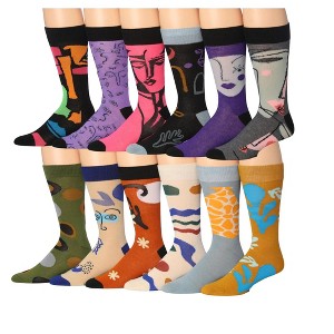 James Fiallo Men's 12 Pairs Expressionist Multicolor Elegant Funky Unique Pattern Dress Socks - 1 of 4