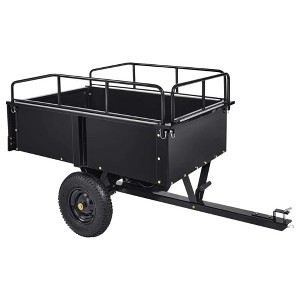 1500LBS Heavy Duty ATV/UTV Dump Cart - 15 Cu.Ft Steel Tow Behind Utility Trailer w/Universal Hitch, All-Terrain Tires for Lawn Garden - 1 of 4