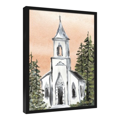 Painterly Church Black Framed Canvas 21.73 x 31.73
