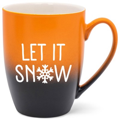 Elanze Designs Let It Snow Baby Let It Reindeer Two Toned Ombre Matte Orange and Black 12 ounce Ceramic Stoneware Coffee Cup Mug
