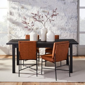 Faux Leather & Metal Dining Chair - Black/Brown - Hearth & Hand™ with Magnolia - 1 of 4