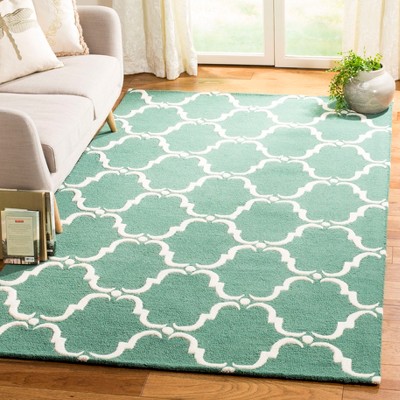 Teal and Ivory Hand-Tufted Wool 6' x 9' Area Rug