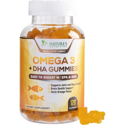 Omega 3 Fish Oil Gummies, Heart Healthy Omega 3 Gummy Supplement with High Absorption DHA & EPA, Extra Strength Joint & Brain Support - 120 Gummies