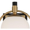 Possini Euro Design Carlyn Modern Wall Light Sconce Warm Brass Black Hardwire 8" Fixture Milky White Globe Glass for Bedroom Bathroom Vanity Reading - 3 of 4