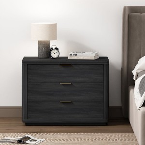 Sapphtopaz 32" Modern Nightstand with Drawers Side Table with Smooth Rounded Edges & Metal Pulls Storage Bedside Table for Bedroom,Living Room - 1 of 4
