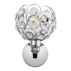 DORESshop 6.7 in. 1-Light Brushed Nickel Wall Sconce,with Crystal Dome Shade for Living Room Foyer - 1 of 4