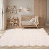 Washable Rug Modern Scalloped Rug Non Slip, Neutral Indoor Carpet - 3 of 4