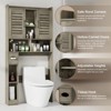 Over The Toilet Storage Cabinet with Louvered Door, Home Space-Saving Toilet Rack, Grey - 3 of 4