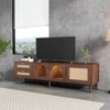 KWPZQEB Rattan TV Stand for TVs up to 80'', Entertainment Center with 3 Cabinets & 2 Drawers, Media Console Table with LED Light for Living Room - 4 of 4
