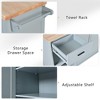 55.7'' Large Kitchen Island with Power Outlet,2 Drop Leaf,Rolling Kitchen Cart on 5 Wheels, Spice & Towel Rack for Kitchen, Dining Room - 4 of 4