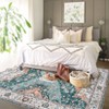 Washable Rug Vintage Floral Distressed Rug Soft Foldable Stain Resistant Non-Slip Indoor Carpet for Bedroom Living Room - 2 of 4