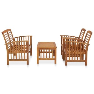 vidaXL Solid Acacia Wood 4-Piece Patio Lounge Set: Outdoor Garden Furniture Set Includes Chairs, Bench, and Slatted Coffee Table. - 1 of 4