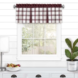 Kate Aurora Windowpane Plaid Country Farmhouse Rod Pocket Window Valance - 1 of 4