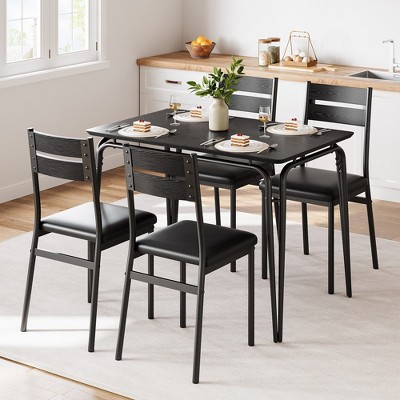 Dining Table for 4, Small Table and Chairs Set of 4, Square Dinette Set for 4, Dinner Table Set, 5 Piece Kitchen & Dining Room Sets for Small Space