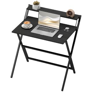 Folding Computer Desk, Foldable Desk with Monitor Shelf for Small Space, Home Office, Study, Easy Assembly - 1 of 4