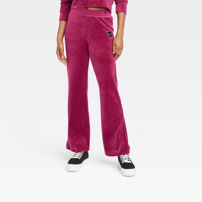 Women's Marvel Wakanda Forever Velour Graphic Lounge Pants - Berry Red