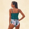 Women's Green Tropical Vibes Smocked Tankini Swimsuit Set - Cupshe - 3 of 3