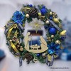 Decorous Nativity Christmas Wreath, Blue and Gold Ribbons and Poinsettias Birth of Christ Door Decoration| OrnamentallyYou - 4 of 4