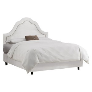 Skyline Custom Upholstered Arch Inset Nail Button Bed - Twin - Skyline Furniture , Velvet White