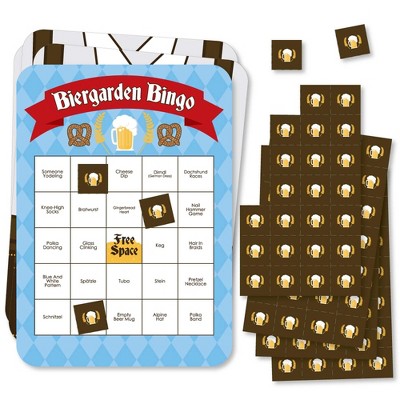 Big Dot of Happiness Oktoberfest - Bar Bingo Cards and Markers - Beer Festival Shaped Bingo Game - Set of 18