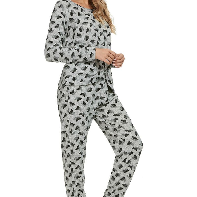 cheibear Women's Sleepwear Lounge Soft Nightwear with Pockets Long Sleeve Pajama Set, 5 of 6