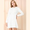 INSPIRE CHIC Women's Polka Dots Long Sleeve Button Up A-Line Shirt Dress - 4 of 4