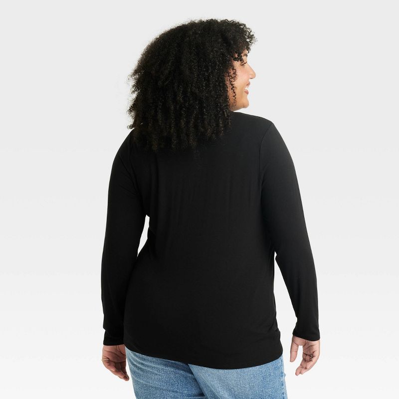 Women's Long Sleeve Jersey Mock Turtleneck T-Shirt - Ava & Viv™, 2 of 4