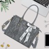 Laptop Bag PU Leather Tote Bag Compatible Computer Bags with Silk Scarf&Clutch Purse, Gray - 2 of 4