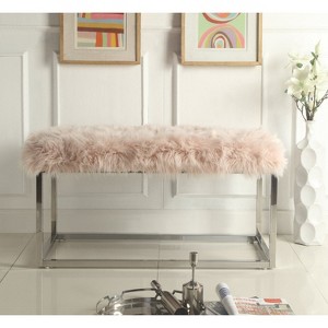 Inspired Home Monet Lux Fur Chrome Metal Frame Bench - 1 of 4