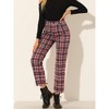 Allegra K Women's Plaid Tartan High Waisted Button Casual Pants - 2 of 4