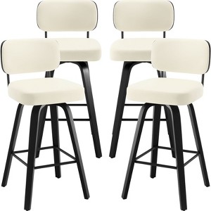 Bekrvio 26"/29” Swivel Bar Stools Set of 4, Upholstered Faux Leather Barstools with Back, Bar Chairs Island Stools for Kitchen Counter - 1 of 4