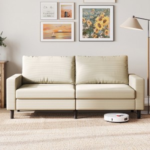 79'' Corduroy Loveseat Sofa – Adjustable Deep Seat Couch for Living Room, Bedroom, or Office - 1 of 4