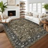 Washable Floral Runner Rug - Non-Slip Rubber Backing, Low-Pile Farmhouse Entryway Carpet, Foldable & Non-Shedding - 2 of 4