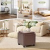 Square Leather Ottoman with Reversible Tray Lid – Hidden Storage Footrest, Small Coffee Table, Sturdy Design – 18”x18” - 3 of 4
