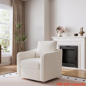 Swivel Accent Chair for Living Room, 360° Rotating Modern Linen Upholstered Armchair - Comfy Ergonomic Backrest Single Sofa for Reading, Bedroom - 1 of 4