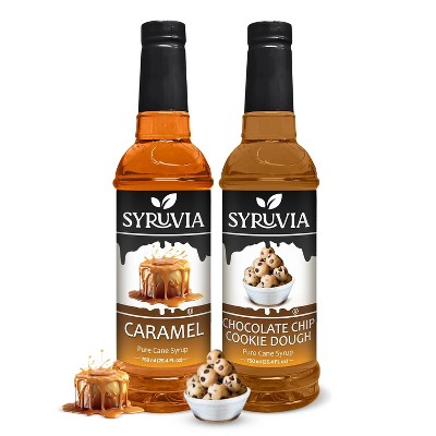 Syruvia Coffee Flavors Variety Pack: Caramel & Chocolate Chip Cookie Dough 25.4 fl oz Syrup