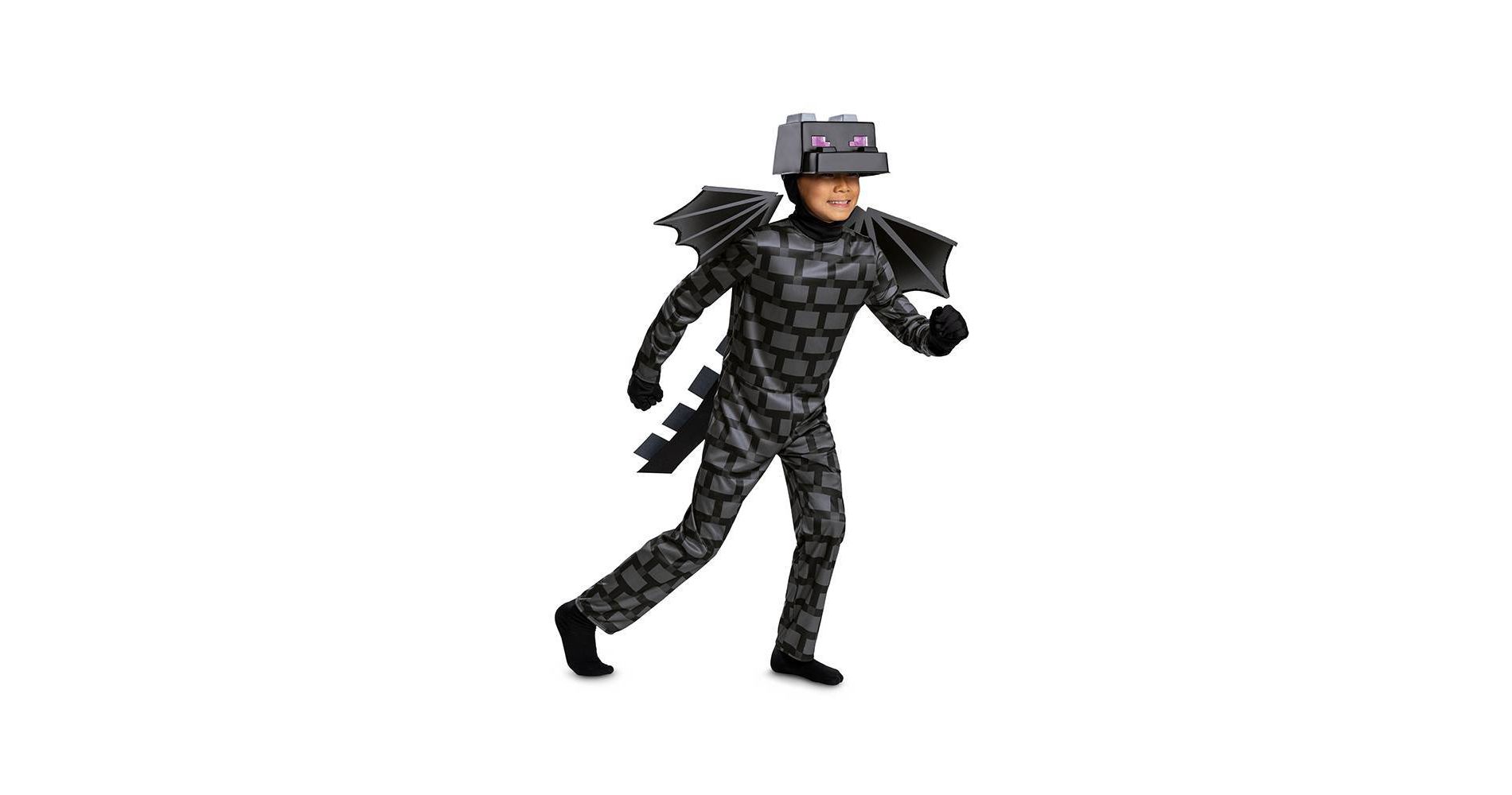 Mojang Synergies AB Minecraft Ender Dragon Deluxe Kids' Halloween Costume M: 7-Piece Set, Includes Wings, Tail, Hood, Jumpsuit, Headpiece