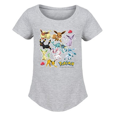 Girls' - Pokémon - Eevee Evolution Stickers Fitted Short Sleeve Graphic T-Shirt