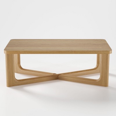 Dovelina Wood Grain Tabletop Rectangle Coffee Table for Living Room
