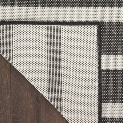 Positano Black Ivory 6' x 9' Flat Woven Stripe Rug